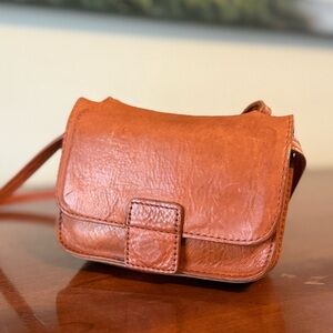 J.Crew 100% Leather Mini Bag | Cognac Brown, Natural Rustic Minimalist